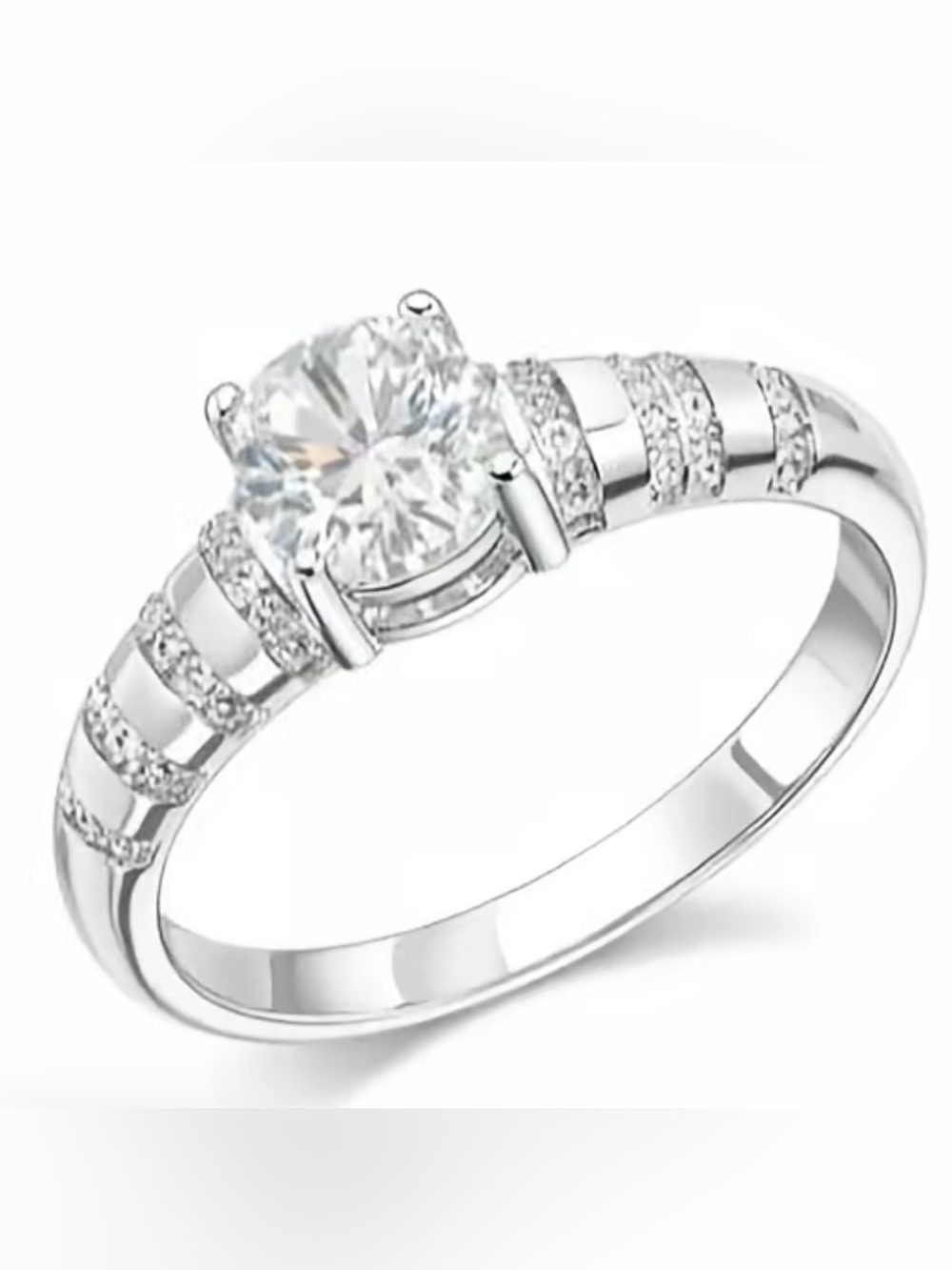 Sterling Silver oval 1.5ct Moissanite Ring in white size 7